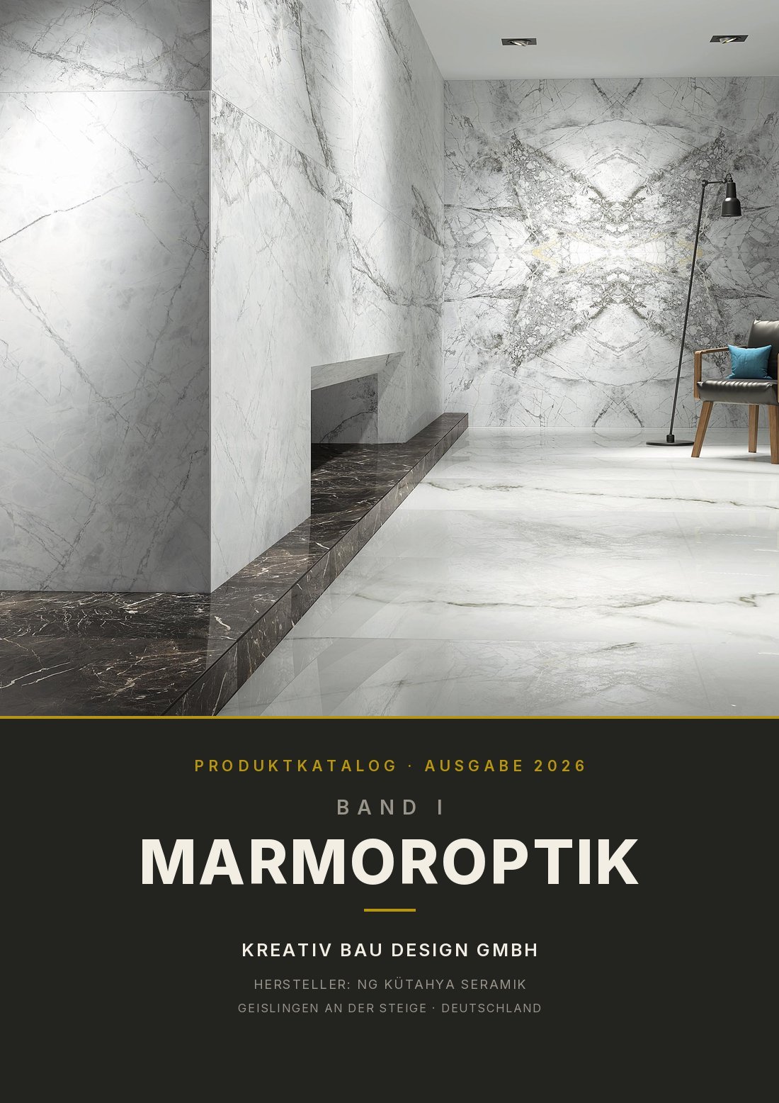 Katalog-Cover Band I — Marmoroptik